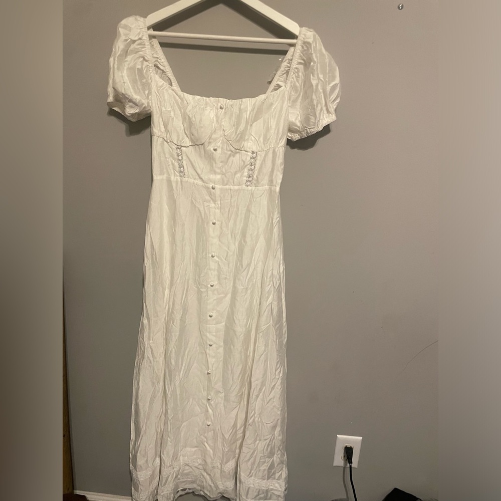 Pink Diamond NWT White COTTAGE CORE MIDI Dress size 8‎